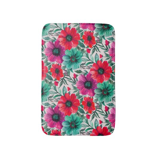 Bloemen rustieke mode retro patroon badmat (Voorkant Verticaal)