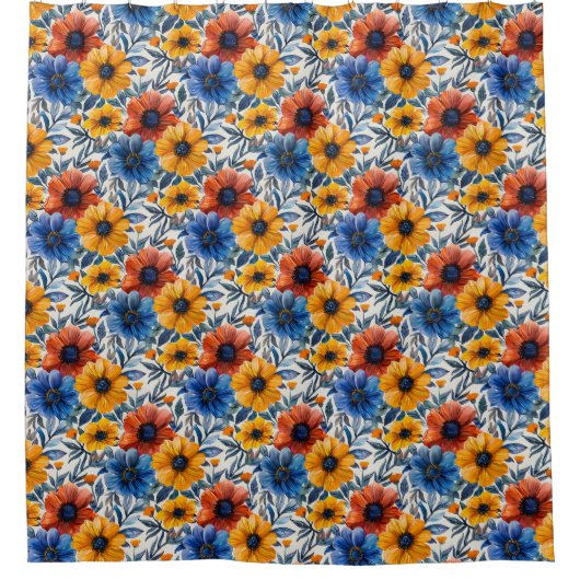 Bloemen rustieke mode retro patroon douchegordijn (Voorkant)