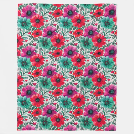 Bloemen rustieke mode retro patroon fleece deken (Voorkant)