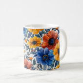 Bloemen rustieke mode retro patroon koffiemok (Voorkant rechts)