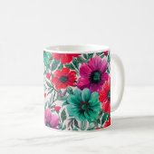 Bloemen rustieke mode retro patroon koffiemok (Voorkant rechts)