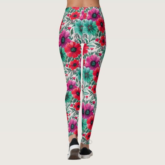 Bloemen rustieke mode retro patroon leggings (Achterkant)