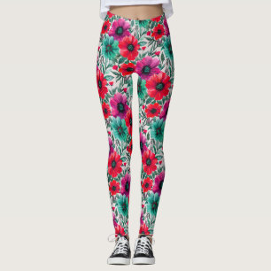 Bloemen rustieke mode retro patroon leggings