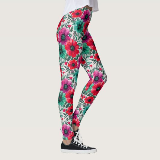 Bloemen rustieke mode retro patroon leggings (Rechts)