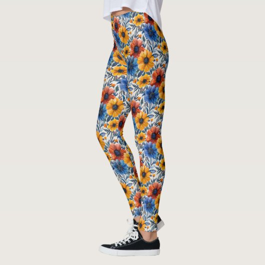 Bloemen rustieke mode retro patroon leggings (Links)
