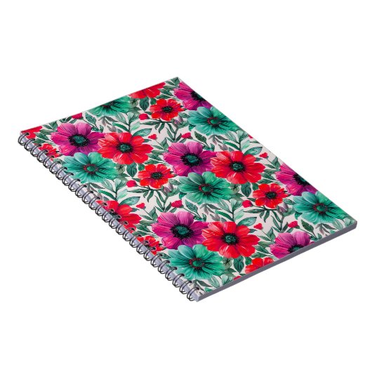 Bloemen rustieke mode retro patroon notitieboek (Rechterzijde)
