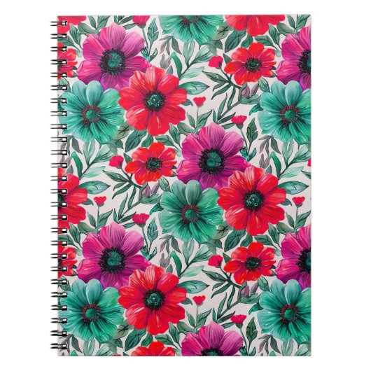 Bloemen rustieke mode retro patroon notitieboek (Voorkant)