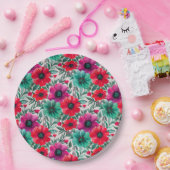 Bloemen rustieke mode retro patroon papieren bordje (Feest)