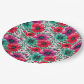 Bloemen rustieke mode retro patroon papieren bordje (Gekanteld)