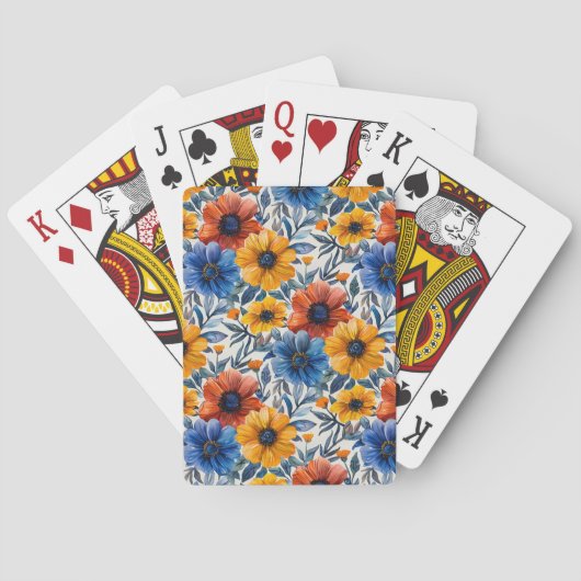 Bloemen rustieke mode retro patroon pokerkaarten (Achterkant)