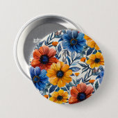 Bloemen rustieke mode retro patroon ronde button 7,6 cm (Voorkant /achterkant)