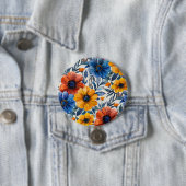 Bloemen rustieke mode retro patroon ronde button 7,6 cm (In situ)