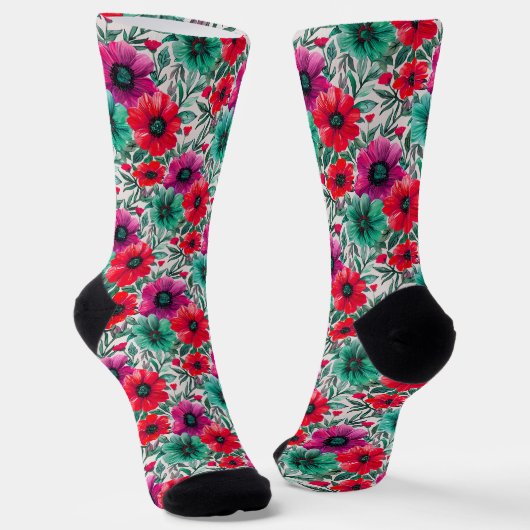 Bloemen rustieke mode retro patroon sokken (Gebogen)