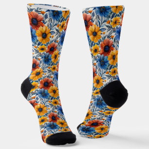 Bloemen rustieke mode retro patroon sokken