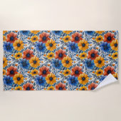 Bloemen rustieke mode retro patroon strandlaken (Voorkant)
