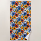 Bloemen rustieke mode retro patroon strandlaken (Voorkant)
