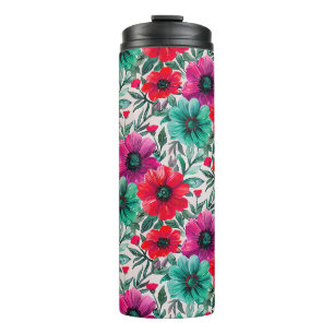 Bloemen rustieke mode retro patroon thermosbeker