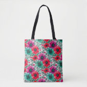 Bloemen rustieke mode retro patroon tote bag (Voorkant)