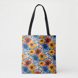 Bloemen rustieke mode retro patroon tote bag