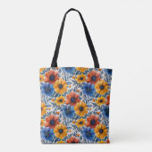 Bloemen rustieke mode retro patroon tote bag (Achterkant)