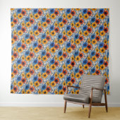 Bloemen rustieke mode retro patroon wandkleed (In Situ (horizontaal))