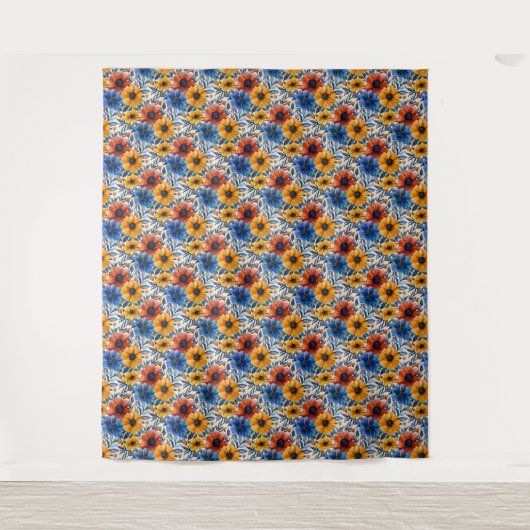 Bloemen rustieke mode retro patroon wandkleed (Voorkant)