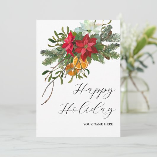 Bloemen rustieke vakantie feestdagenkaart (Staand voorkant)