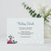 Bloemen rustieke winter bruiloft gastendetails informatiekaartje (Staand voorkant)