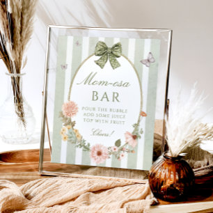Bloemen Salie Groen Baby shower Mom-osa Bar Poster