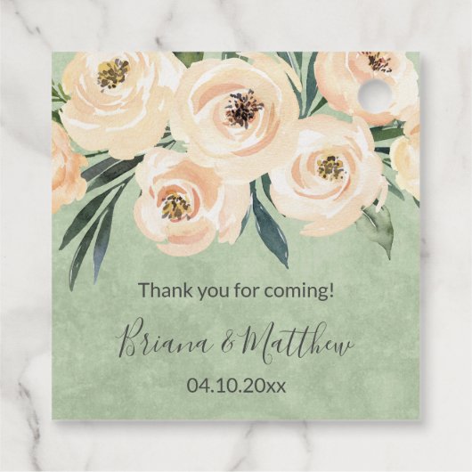 Bloemen Salie Groen Bruiloft Favor Labels (Achterkant)