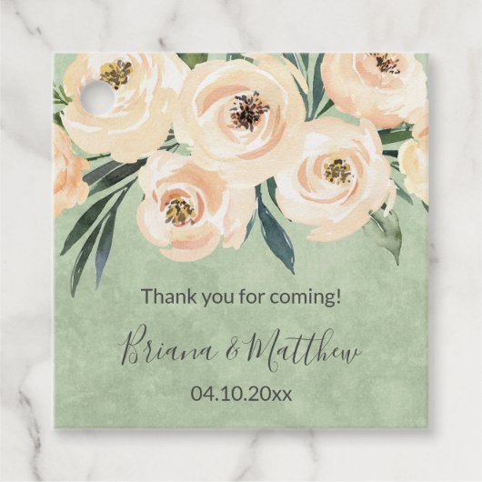 Bloemen Salie Groen Bruiloft Favor Labels (Voorkant)