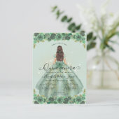 Bloemen Salie Groen Goud Glam Prinses Quinceanera Briefkaart (Staand voorkant)