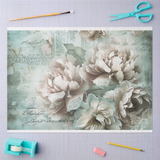  Bloemen Salie Groene Pioenrozen Decoupage Tissuepapier (Craft)