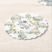 Bloemen "Samen voor altijd" geschulpte bruiloftsku Kartonnen Onderzetters (Gekanteld)