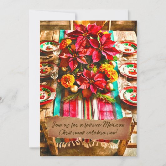 Bloemen & Sarape Mexicaanse kerstviering Kaart (Voorkant)