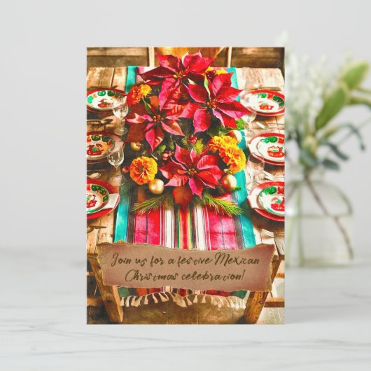 Bloemen & Sarape Mexicaanse kerstviering Kaart (Staand voorkant)