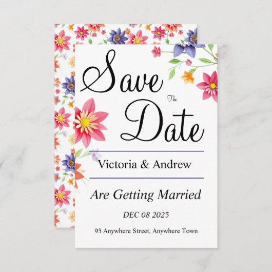  Bloemen save the Date (Voorkant / Achterkant)