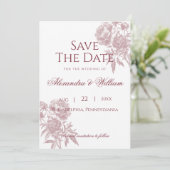  Bloemen Save the Date – Bourgogne Toile (Staand voorkant)