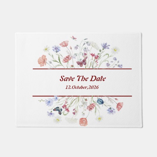 Bloemen "Save the Date" Deurmat (Voorkant)