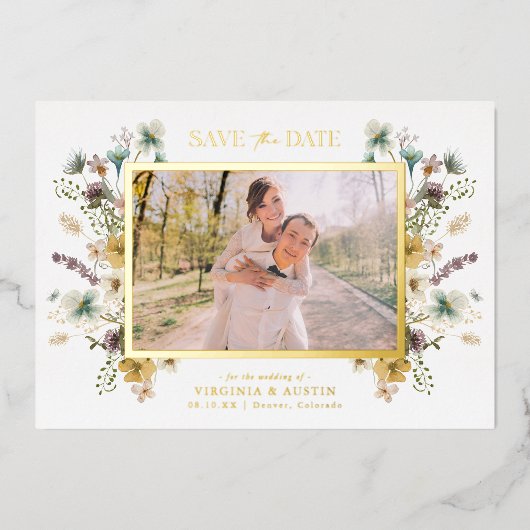 Bloemen Save The Date Folie Uitnodiging (Voorkant)