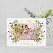 Bloemen Save The Date Folie Uitnodiging (Staand Voorkant)