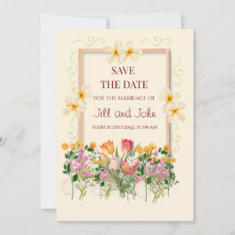 Bloemen Save the Date Huwelijksaankondigingskaart
