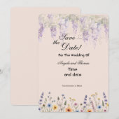 bloemen save the date kaart (Voorkant / Achterkant)