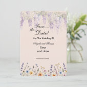 bloemen save the date kaart (Staand voorkant)