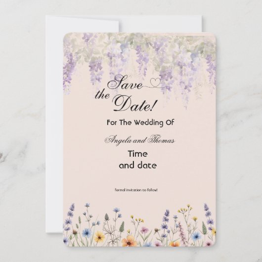 bloemen save the date kaart (Voorkant)