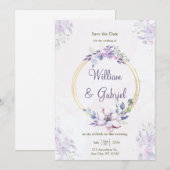 Bloemen Save The Date Kaart, Trouw Uitnodigingskaa Kaart (Voorkant / Achterkant)