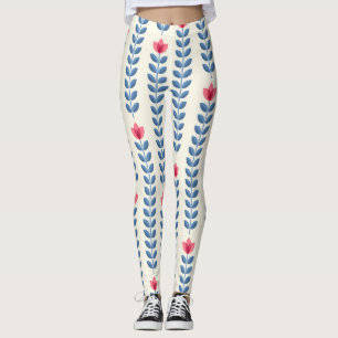 Bloemen Scandinavisch geometrisch retro behang Leggings