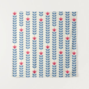Bloemen Scandinavisch geometrisch retro behang Wandkleed
