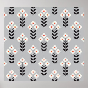 Bloemen Scandinavisch: Naadloos patroon ontwerp Poster
