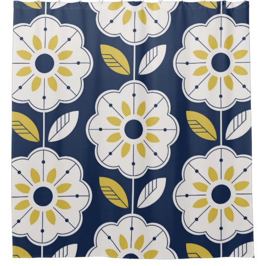 Bloemen Scandinavisch stijl naadloos patroon Douchegordijn (Voorkant)